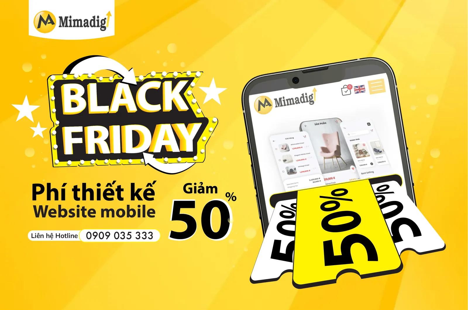 BLACK FRIDAY MIMA – GIẢM 50% PHÍ THIẾT KẾ WEBSITE MOBILE