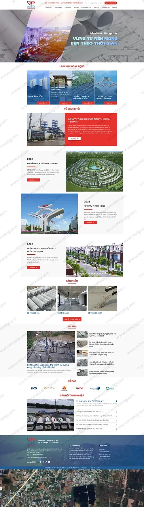 MIMA Designs Website for Tien Phat Concrete with SEO in Mind
