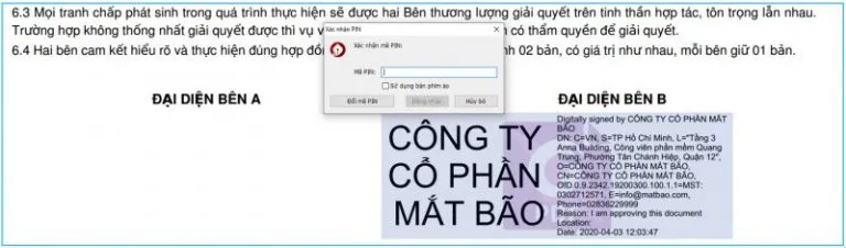 Bước 6: Nhập mật khẩu USB Token để xác thực chữ ký