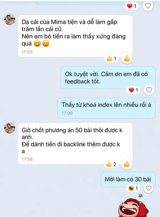Screenshot of a customer message sent to MIMA
