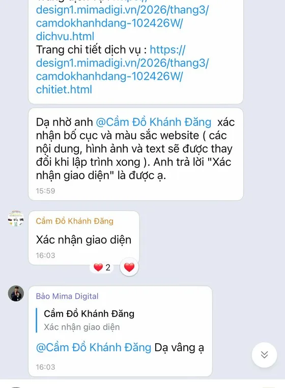 Screenshot of a customer message sent to MIMA