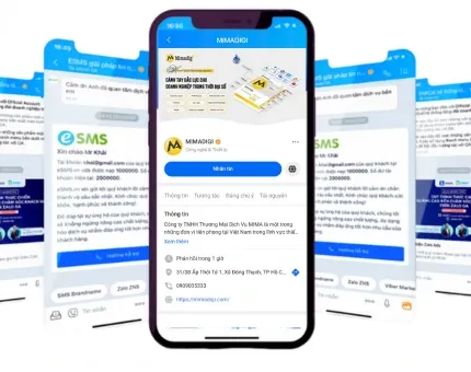 Giao diện Zalo Official Account của MIMA trên điện thoại