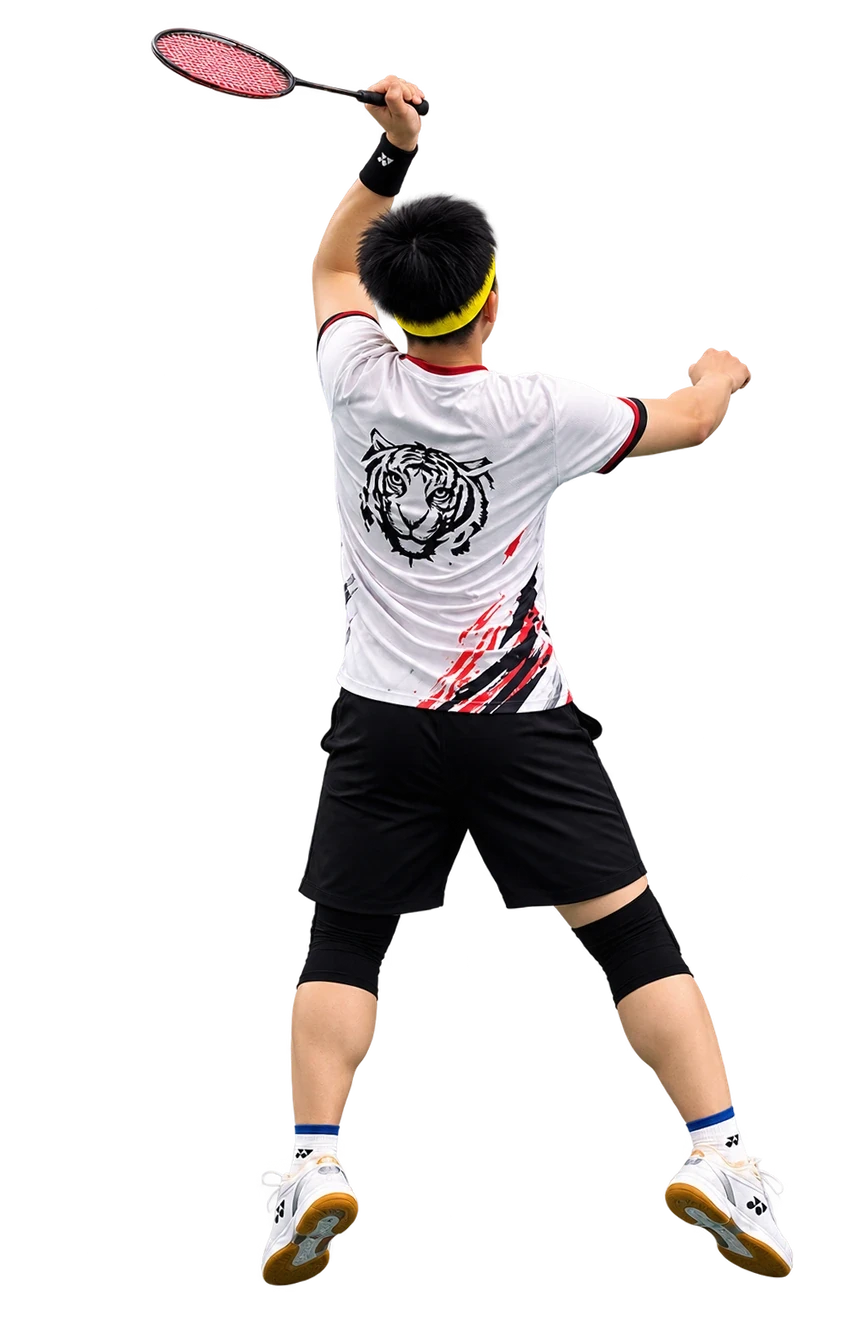 A MIMA team member jumping for a smash