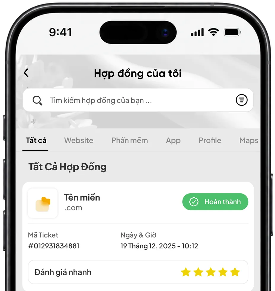 The “My contracts” screen in the MyMIMA app