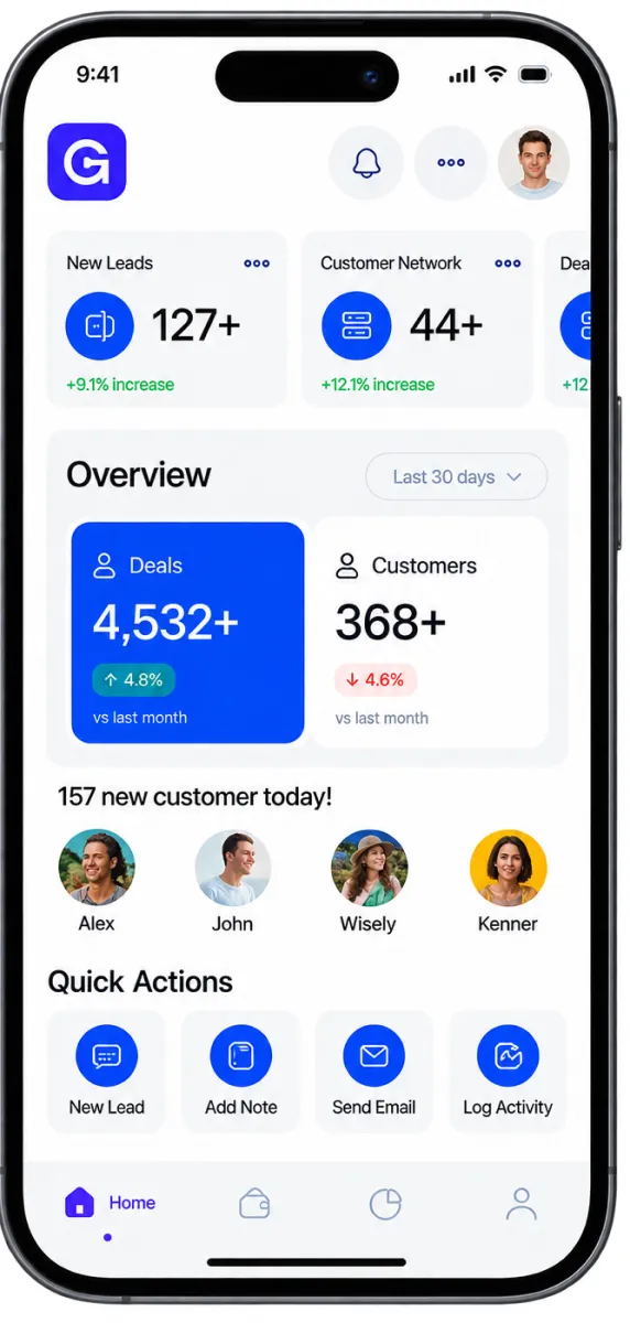 CRM screen of the Nhà Pet Spa mobile app