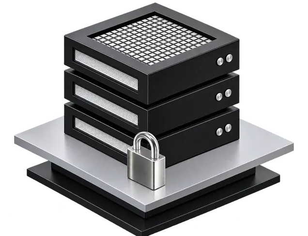 MIMA SEO hosting server secured with a padlock