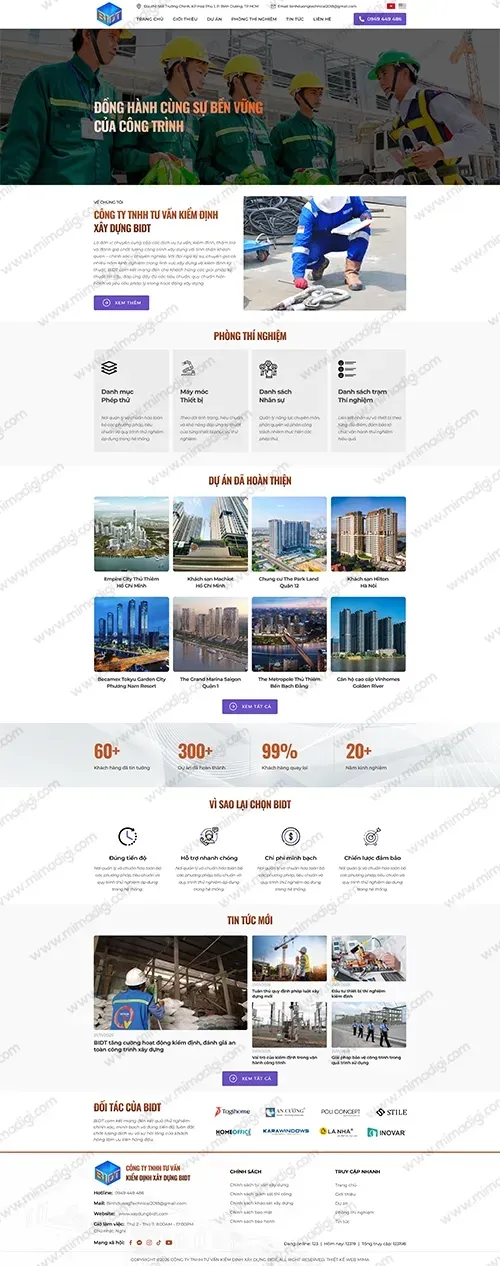 MIMA Designs Website for BIDT Construction